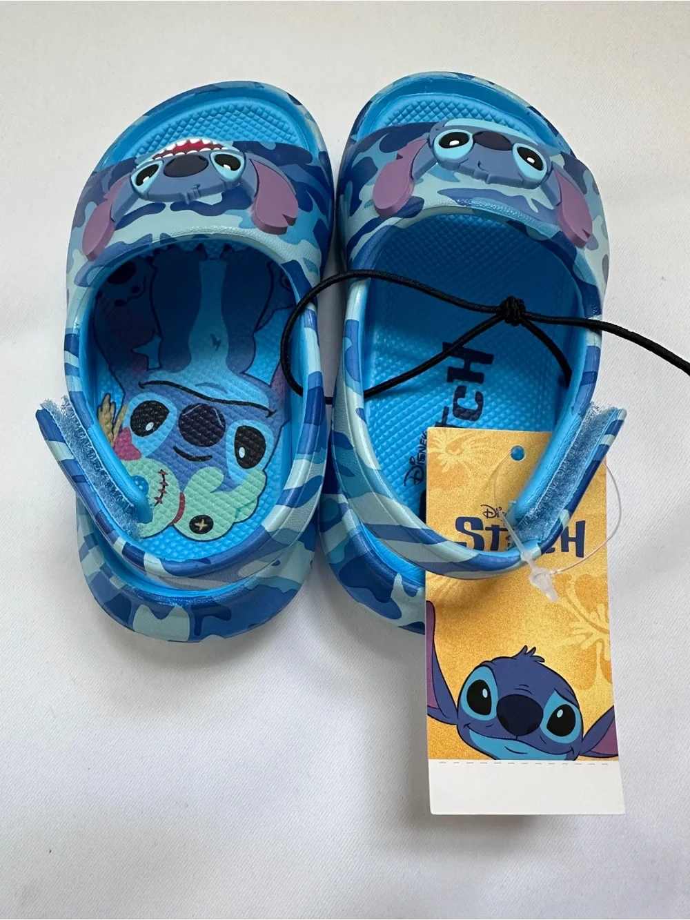 Disney Stitch Blue Camo Kids Sandals with Character Faces
